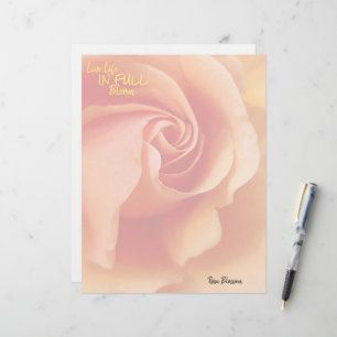 Rosenblüte / Aprikosenpfirsich / Schreibwarentabel Briefbogen