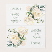 Rosenblüte, Hydrangea-Platzkarte Visitenkarten (Außenseite Aufgefaltet)