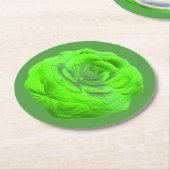 Rosenblüte in Grün, 3D-Optik - Runder Pappuntersetzer (Angewinkelt)