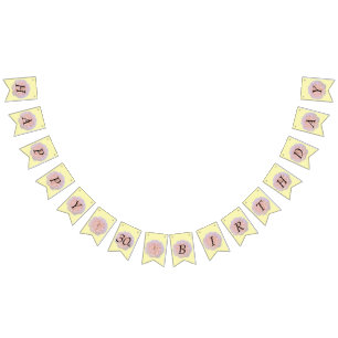 Rosenblüte / Rosa und Gelb / 30. Geburtstag Wimpelkette