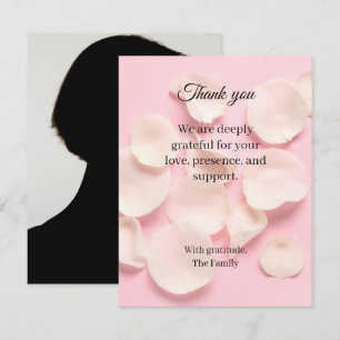 Rosenblüten rosa Trauer Danksagungskarte mit Foto Einladung