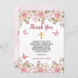 Rosenblüten und Schmetterlinge Erste Kommune Dankeskarte