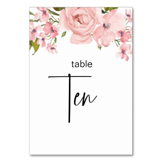 Rosenblütenblume Hochzeitsstimmung Tischnummer (Vorderseite)