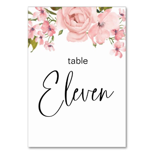 Rosenblütenblume Hochzeitsstimmung Tischnummer (Vorderseite)