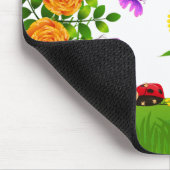 Rosenblütenblume Rot Ladybug Rosa Schmetterling Mousepad (Ecke)