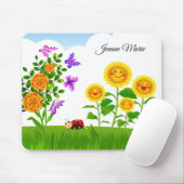 Rosenblütenblume Rot Ladybug Rosa Schmetterling Mousepad (Mit Mouse)