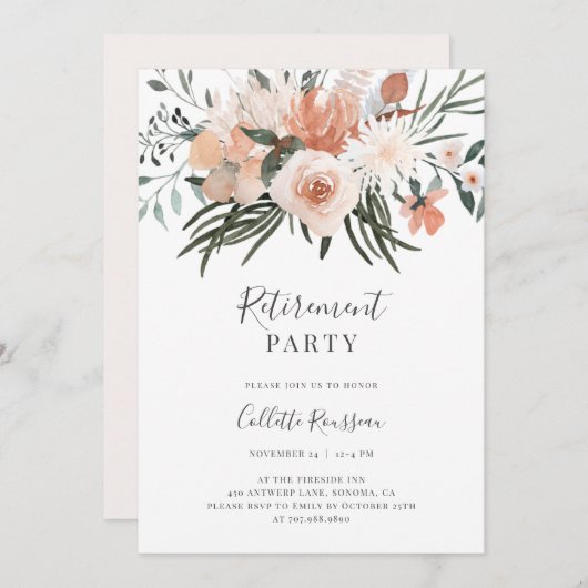 Rosenblüteneinladung Einladung (Vorne/Hinten)