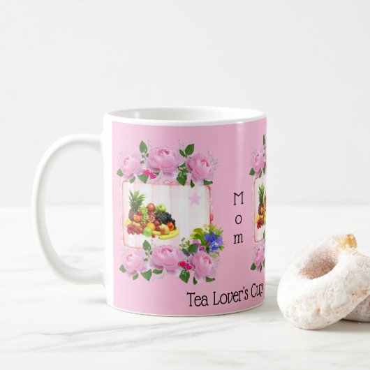 Rosenblütenfrucht Tea Lover Tasse (Mit Donut)