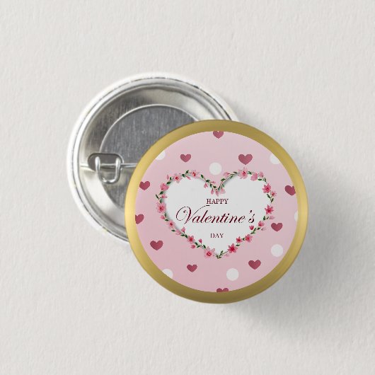 Rosenblütenherzen Valentinstag Geschenke Button (Vorne & Hinten)