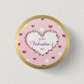 Rosenblütenherzen Valentinstag Geschenke Button (Vorderseite)