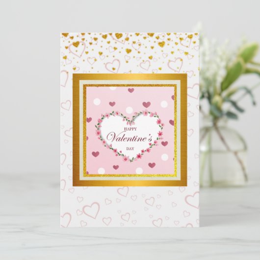 Rosenblütenherzen Valentinstag Geschenke Feiertagskarte (Stehend Vorderseite)