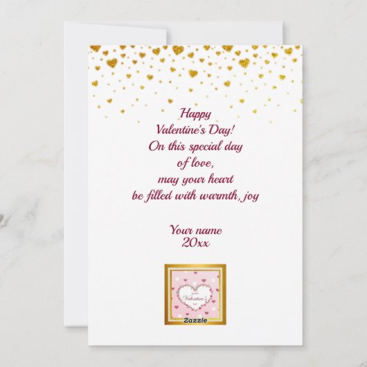 Rosenblütenherzen Valentinstag Geschenke Feiertagskarte (Rückseite)