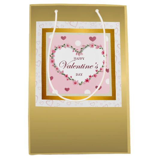 Rosenblütenherzen Valentinstag Geschenke Mittlere Geschenktüte (Vorderseite)