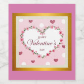 Rosenblütenherzen Valentinstag Geschenke Weinetikett (Einzelnes Label)