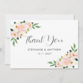 Rosenblütenrosen Botanische Hochzeit Dankeskarte (Vorderseite)