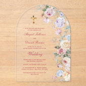 Rosenbogen Hochzeit religiös Acryleinladungen (Vorderseite)