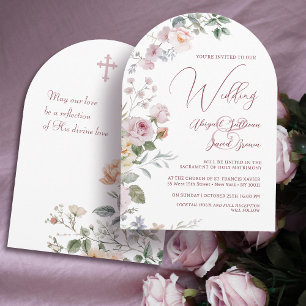 Rosenbogen katholische Hochzeit Einladung