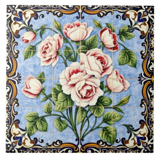 Rosenbouquet-Fliese Fliese (Vorderseite)