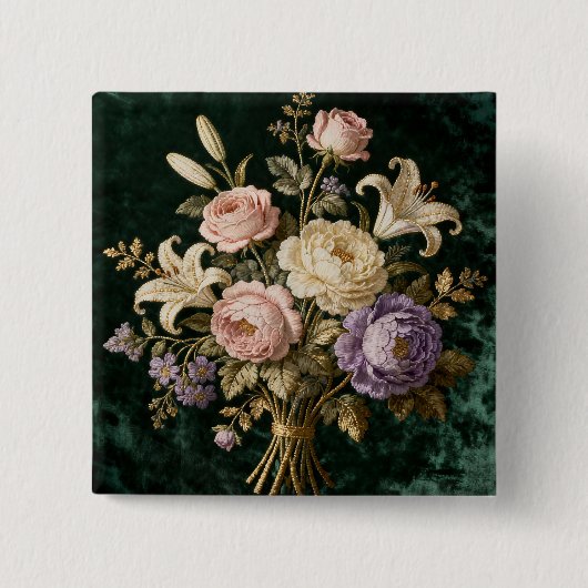 Rosenbouquet im antiken Stil Teppich Button (Vorderseite)