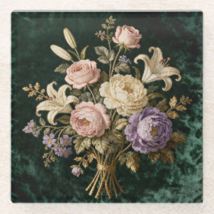 Rosenbouquet im antiken Stil Teppich Glasuntersetzer
