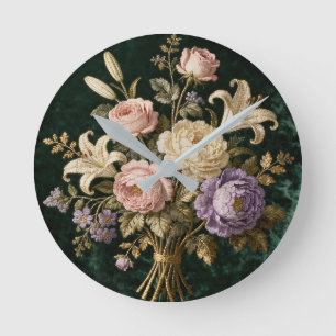 Rosenbouquet im antiken Stil Teppich Runde Wanduhr