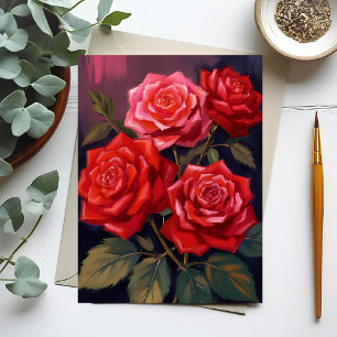 Rosenbouquet Rote Blumenaquarellmalerei Postkarte