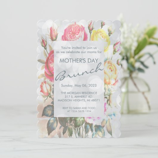 Rosenbraun-Blume Muttertagsbrunch Einladung (Stehend Vorderseite)