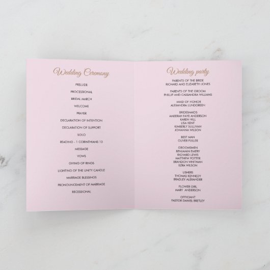 Rosenbraun, Hochzeitsbroschüre Programm (Innenseite)