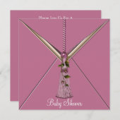 Rosenbuds Tassel Kindermädchen Einladungen (Vorne/Hinten)