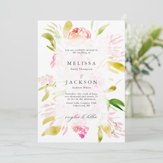 Rosenbukett Einladung (Stehend Vorderseite)