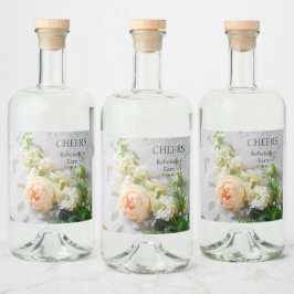 Rosenbukett in Pfirsichfarben Alkoholflaschenetikett