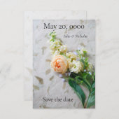 Rosenbukett in Pfirsichfarben Save The Date (Vorne/Hinten)