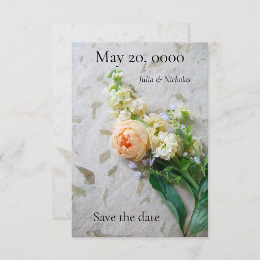 Rosenbukett in Pfirsichfarben Save The Date (Vorne/Hinten)