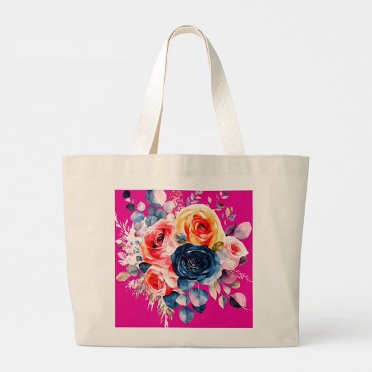 Rosenbukett mit Blätter und Zweigen Jumbo Stoffbeutel (Rückseite)