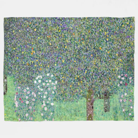 Rosenbüsche unter den Bäumen, Gustav Klimt Fleecedecke (Vorderseite (Horizontal))