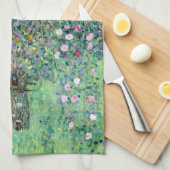 Rosenbüsche unter den Bäumen, Gustav Klimt Geschirrtuch (Viertel Falte)