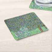 Rosenbüsche unter den Bäumen, Gustav Klimt Rechteckiger Pappuntersetzer (angewinkelt)