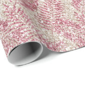 Rosencreme Glitzer Glitz Tropical Blätter Geschenkpapier (Rolleneckpunkt)