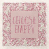 Rosencreme Glitzer Glitz Tropical Blätter Glasuntersetzer (Vorderseite)