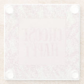 Rosencreme Glitzer Glitz Tropical Blätter Glasuntersetzer (Rückseite)