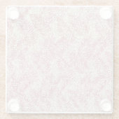 Rosencreme Glitzer Glitz Tropical Blätter Glasuntersetzer (Rückseite)