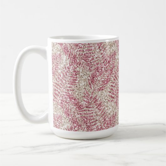 Rosencreme Glitzer Glitz Tropical Blätter Kaffeetasse (Links)