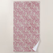 Rosencreme Glitzer Glitz Tropical Blätter Strandtuch (Vorderseite)