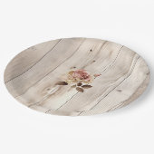 Rosencreme-Hochzeit aus weißem Holz Pappteller (Schrägansicht)