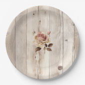 Rosencreme-Hochzeit aus weißem Holz Pappteller (Vorderseite)