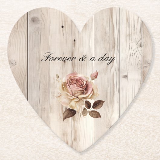 Rosencreme-Hochzeit aus weißem Holz Untersetzer (Vorderseite)