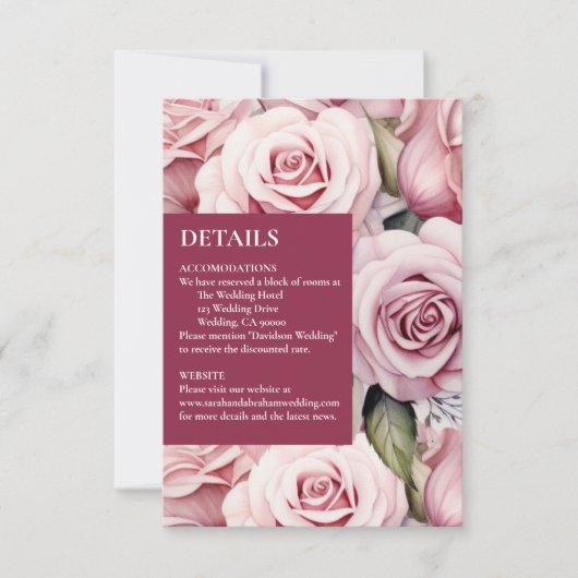 Rosendetails - Umschließungskarten RSVP Karte (Vorderseite)