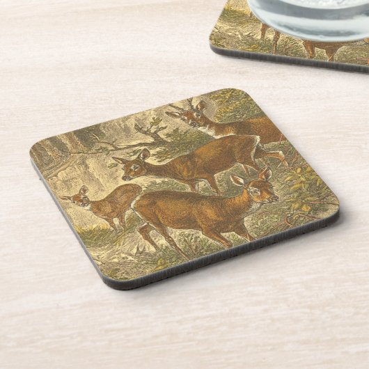 Rosenfamilie - Hirsche im Wald Getränkeuntersetzer (Linke Seite)