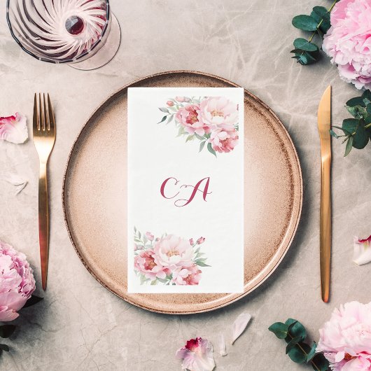 Rosenflora Monogramm Geburtstag Serviette
