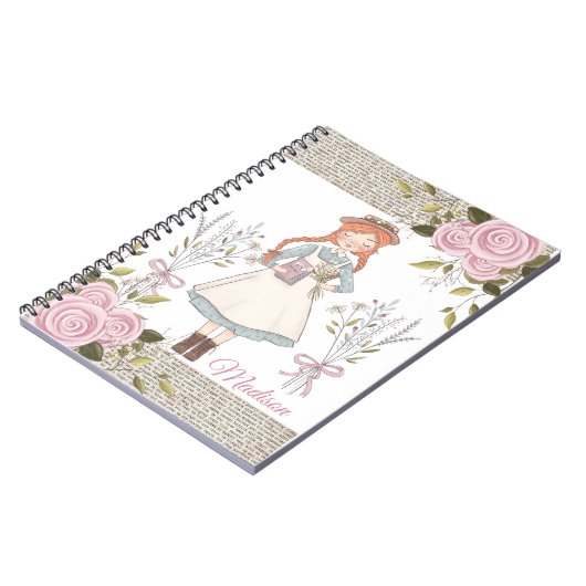 Rosengarnelen Rosen Vintag Viktorianisch Notizblock (Linke Seite)